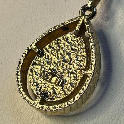 TEARDROP SHAPED PENDANT NECKLACE RED, PURPLE INSET by ACT II