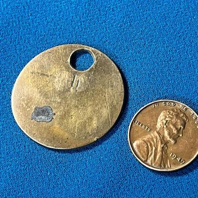 VINTAGE BRASS KEY OR ? TAG