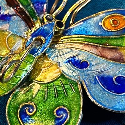COLORFUL CLOISONNE BUTTERFLY PIN