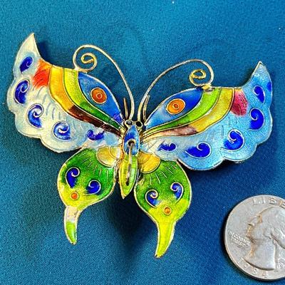 COLORFUL CLOISONNE BUTTERFLY PIN
