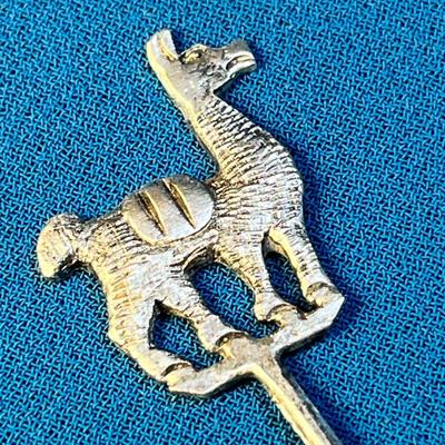 LIKELY STERLING HORS D'OEURVRES FORK w/ LLAMA FIGURE ON END