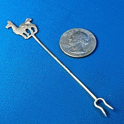 LIKELY STERLING HORS D'OEURVRES FORK w/ LLAMA FIGURE ON END
