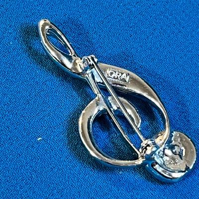 GLITTERY ENAMELED AMERICAN LEGION AUXILIARY PIN TREBLE CLEF MOTIF, RHINESTONES