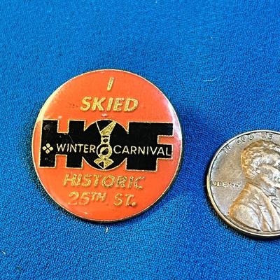 CLOISONNE ENAMELED PIN- HOF WINTER CARNIVAL "I SKIED HISTORIC 25TH ST."