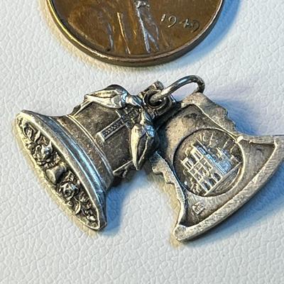 NOTRE DAME DE PARIS TWO PART NECKLACE PENDANT BELL SHAPE SLIDES APART
