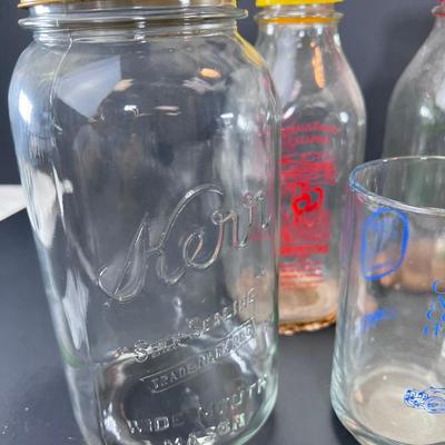 Vintage Glass bottles Liberty Jack Jar glasses