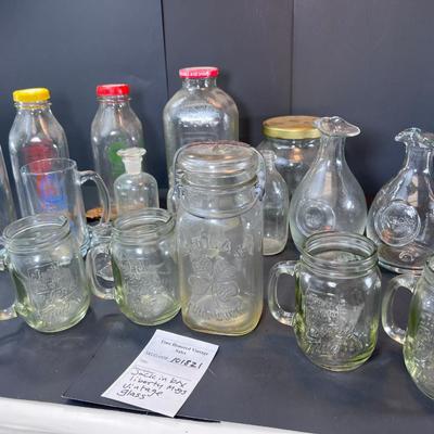 Vintage Glass bottles Liberty Jack Jar glasses