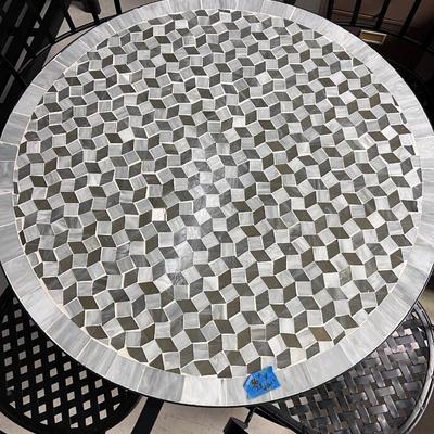 Tile patio table 4 metal chairs with tile backs