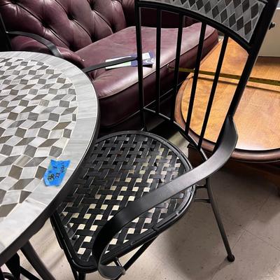 Tile patio table 4 metal chairs with tile backs