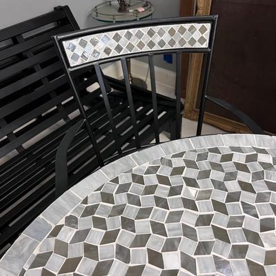 Tile patio table 4 metal chairs with tile backs