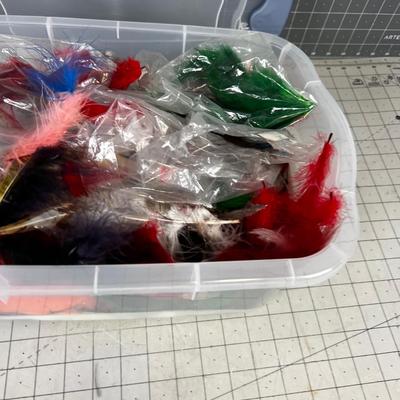 Bin of Mixed Fly Tie Colorful FEATHERS
