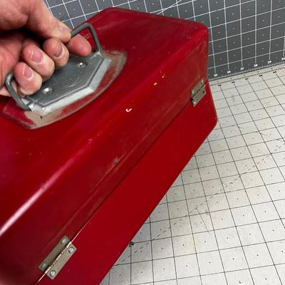 Vintage RED Tackle Box, Metal