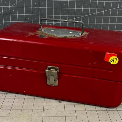 Vintage RED Tackle Box, Metal