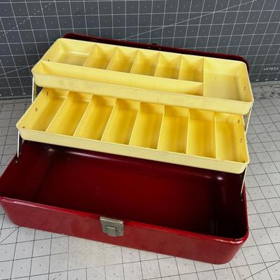 Vintage RED Tackle Box, Metal
