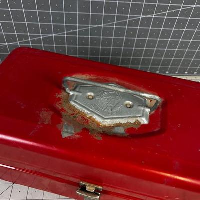 Vintage RED Tackle Box, Metal