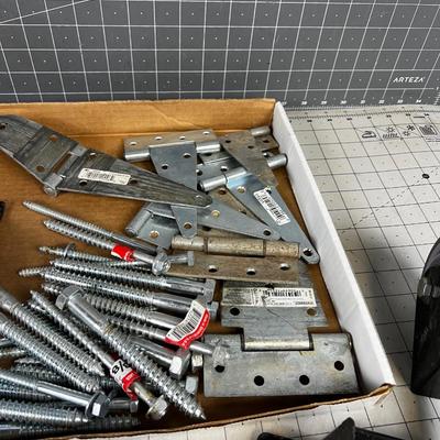 Hardware: Lag Bolts, Gate Hinges, Plus Other