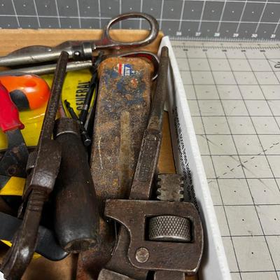 Lot of Hand Tools: Wrench, Knife, Screws 