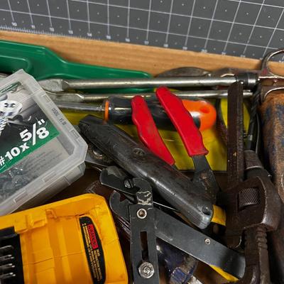 Lot of Hand Tools: Wrench, Knife, Screws 
