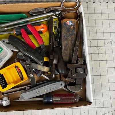Lot of Hand Tools: Wrench, Knife, Screws 