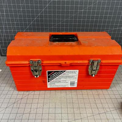Orange Plastic Tool Box Full of Boring BITS