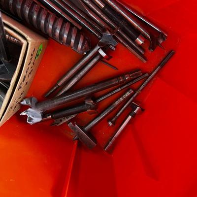Orange Plastic Tool Box Full of Boring BITS