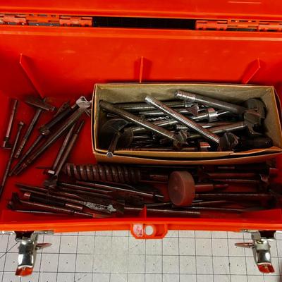 Orange Plastic Tool Box Full of Boring BITS