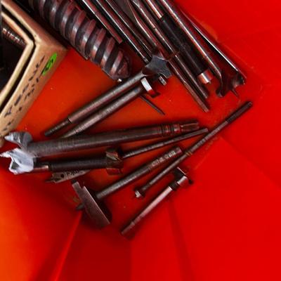 Orange Plastic Tool Box Full of Boring BITS