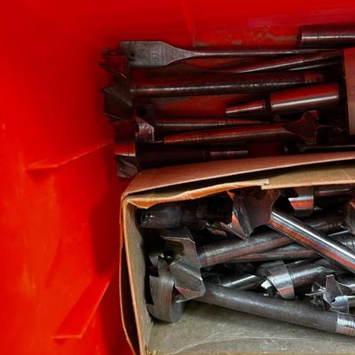 Orange Plastic Tool Box Full of Boring BITS