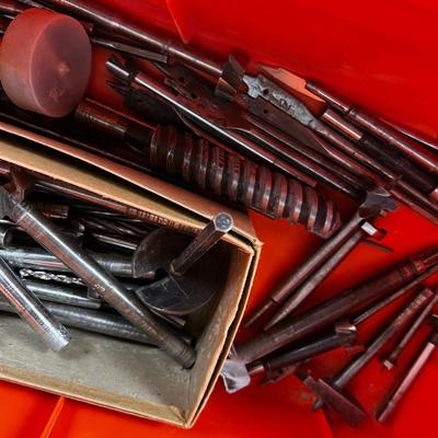 Orange Plastic Tool Box Full of Boring BITS