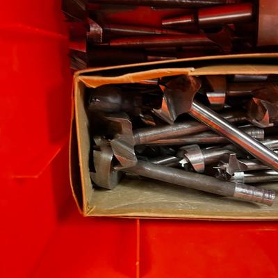Orange Plastic Tool Box Full of Boring BITS