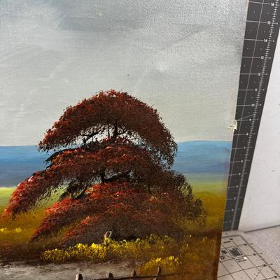 Oil Painting Tree - Red Leaf Tree and Creek 