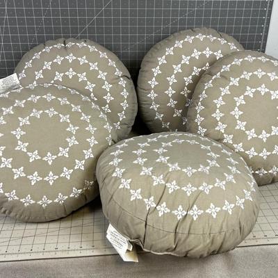 5 Matching  Gray Lovely Round Pillows