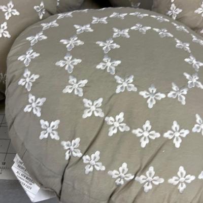 5 Matching  Gray Lovely Round Pillows