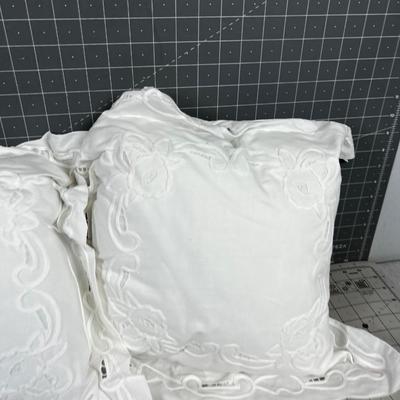 Pair of White Lacey Pillows 