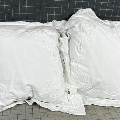 Pair of White Lacey Pillows 