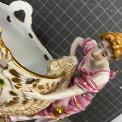 1890's DRESDEN Amphora Vienna Art Nouveau Porcelain Centerpiece 18" Figurine Statue 