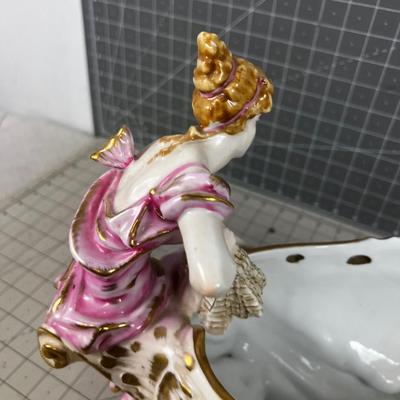 1890's DRESDEN Amphora Vienna Art Nouveau Porcelain Centerpiece 18" Figurine Statue 
