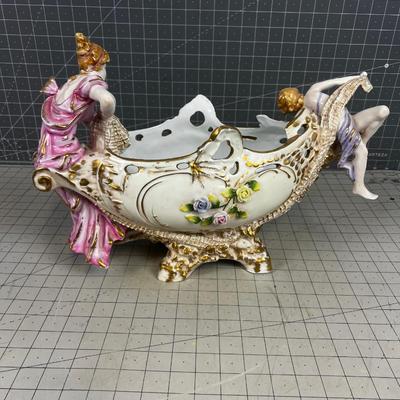 1890's DRESDEN Amphora Vienna Art Nouveau Porcelain Centerpiece 18" Figurine Statue 