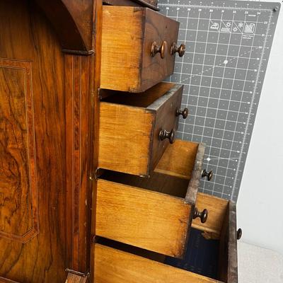 Small Circa 1860's Secretary Desk with Hand Cut Dovetail Drawers 