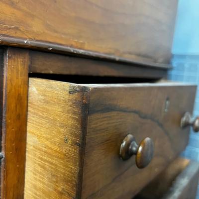 Small Circa 1860's Secretary Desk with Hand Cut Dovetail Drawers 