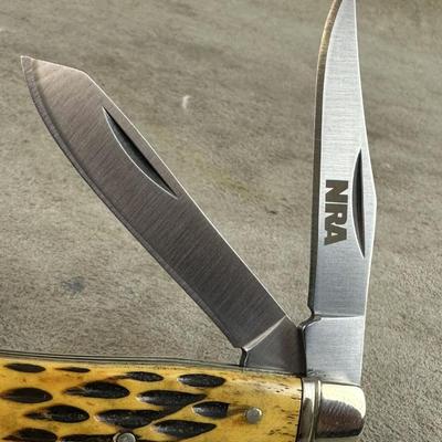  NRA MINI TRAPPER KNIFE stag handle