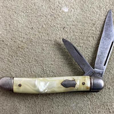  vintage IMPERIAL USA SMALL 2 BLADE PENKNIFE CRACKED ICE HANDLES