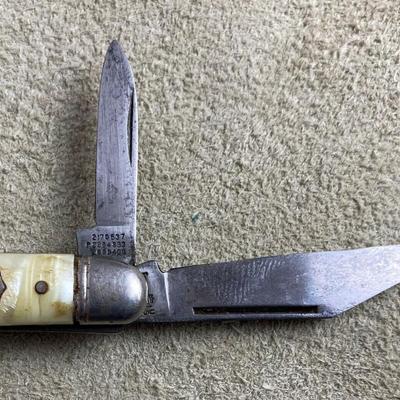 vintage IMPERIAL USA SMALL 2 BLADE PENKNIFE CRACKED ICE HANDLES