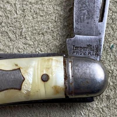  vintage IMPERIAL USA SMALL 2 BLADE PENKNIFE CRACKED ICE HANDLES