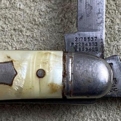  vintage IMPERIAL USA SMALL 2 BLADE PENKNIFE CRACKED ICE HANDLES
