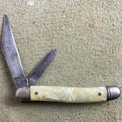  vintage IMPERIAL USA SMALL 2 BLADE PENKNIFE CRACKED ICE HANDLES