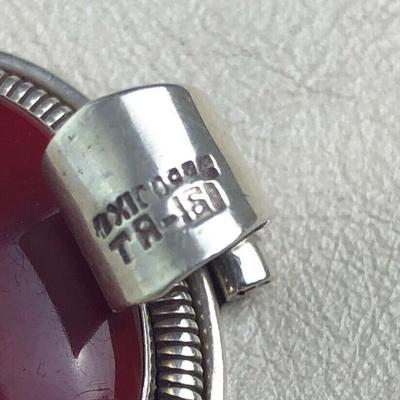  vintage STERLING SILVER & RED JASPER PENDANT TAXCO MEXICO