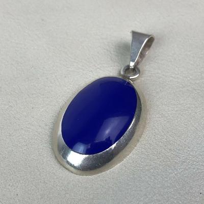  modernist STERLING SILVER & LAPIS PENDANT TAXCO MEXICO