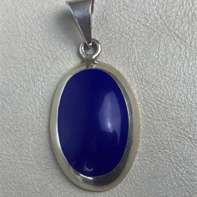 modernist STERLING SILVER & LAPIS PENDANT TAXCO MEXICO