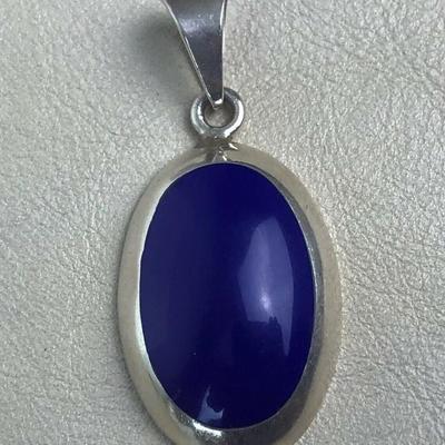  modernist STERLING SILVER & LAPIS PENDANT TAXCO MEXICO